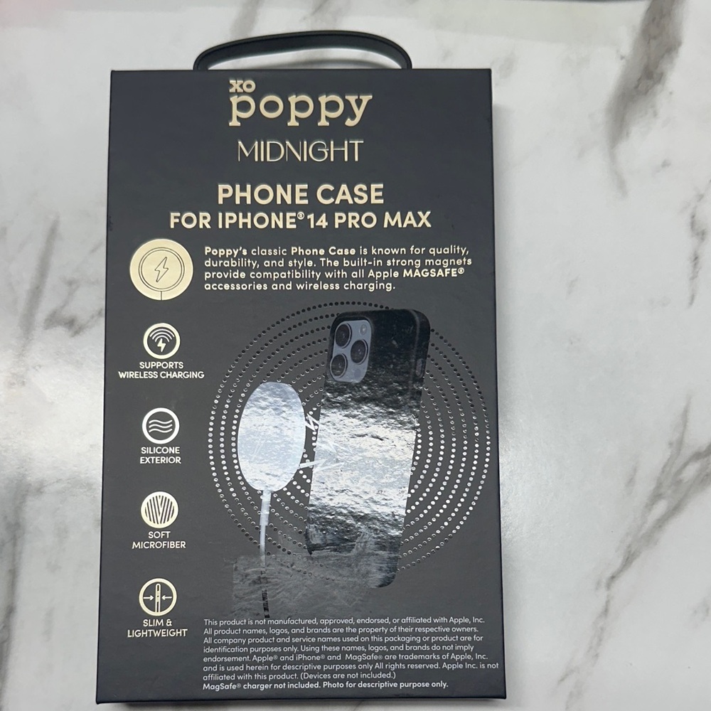 XO Poppy Midnight MagSafe Case for iPhone 14 Pro Max – Black Soft Touch - Picture 2 of 4